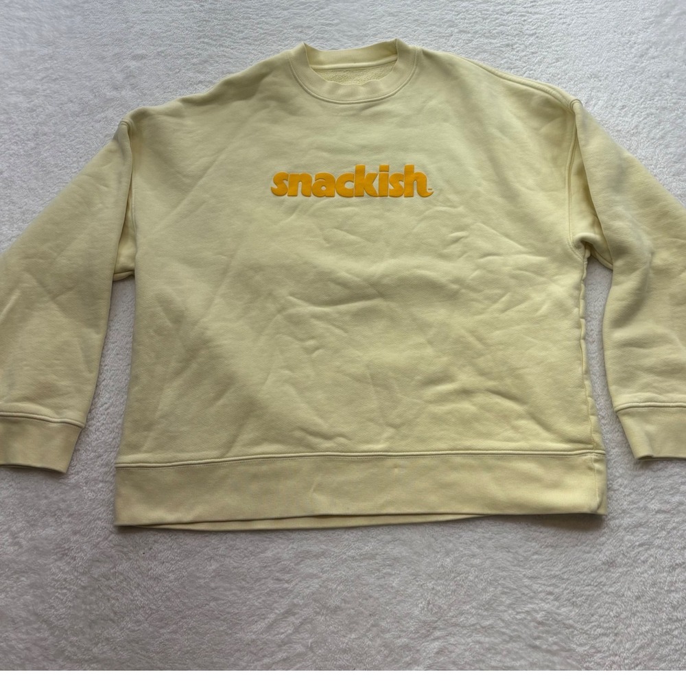 US Standard Apparel Snackish Chip Faced Puff Print Sweatshirt Yellow Mens M